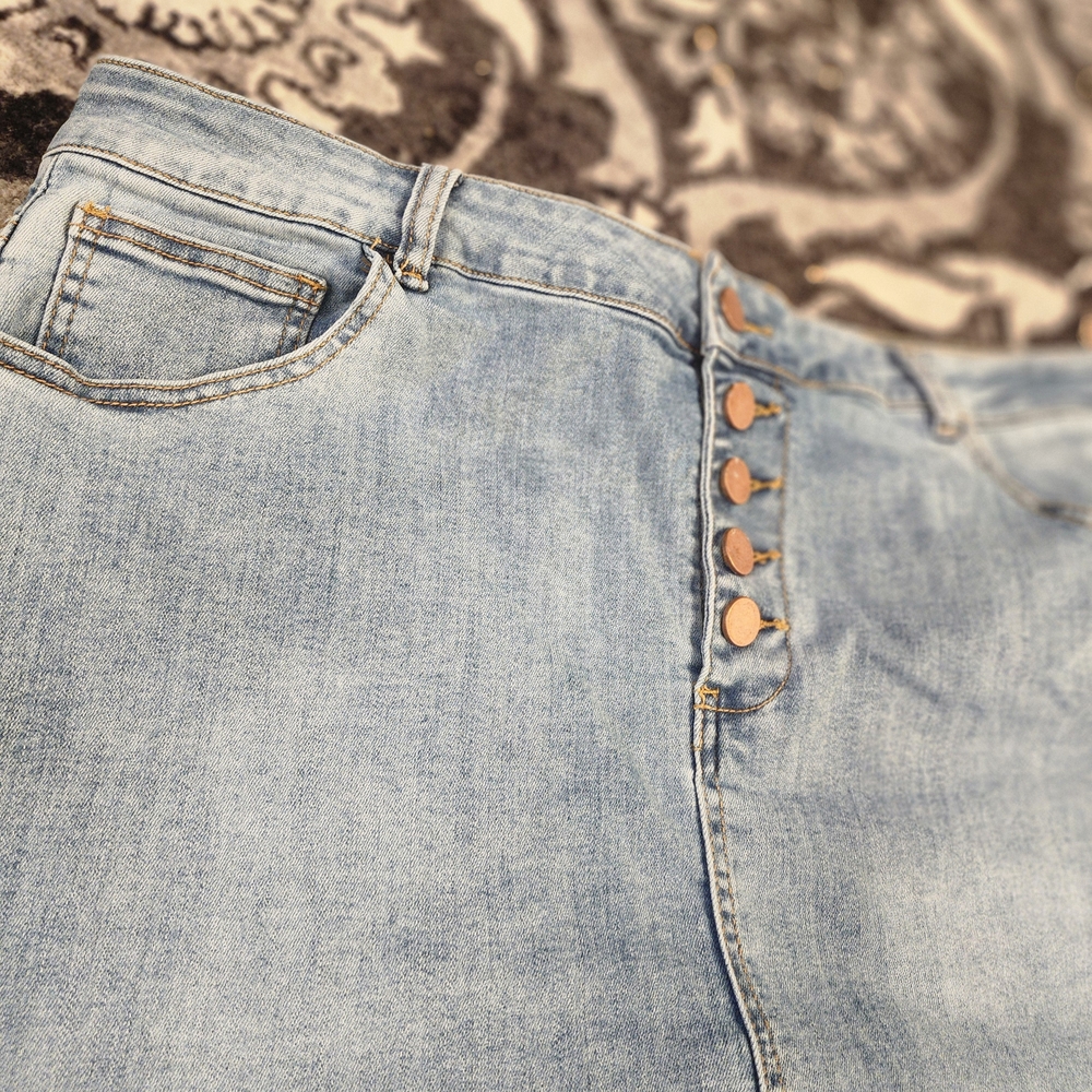 Classic Light Blue Denim Midi Skirt